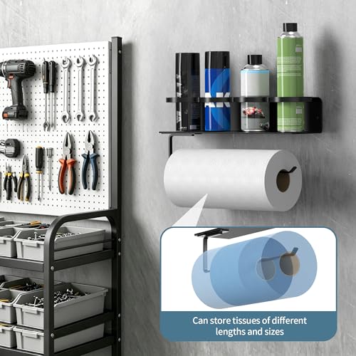 SUNTECH Magnetic Spray Can Holder, Wall Mount for Aerosol & Paint Cans | 2 Pack, Holds 4 Cans Each (Fits 3.2-Inch), Magnetic or Screw Mount, Built-in Paper Towel Holder, for Garage, Workshop, Truck