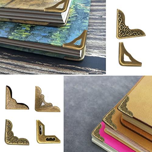 96PCS Metal Book Corner Protector, 24 Styles Iron Guard Edge Cover, Vintage Metal Decorative Cover Pad, for School Book Album Scrapbook Notebook, Desk Jewelry Case Box Gifts (Package A)