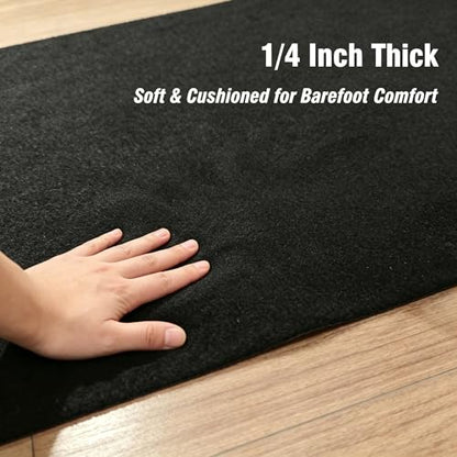 0.25" Thick Black Boat Carpet Marine,5x7ft Waterproof Non Slip TPR Backing Felt Indoor Outdoor Rugs for Home Patio Porch Deck Tent Carpet, When Water Keeps Soft,Unfading and securely
