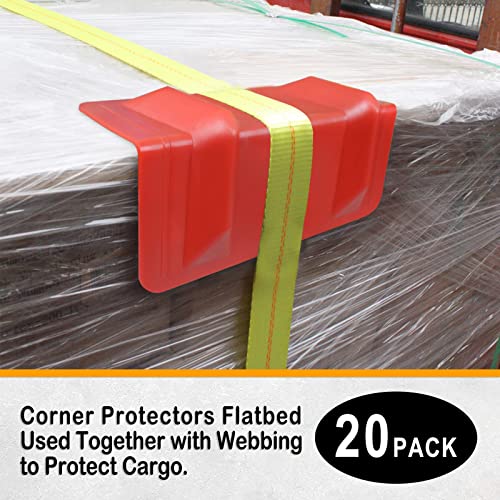 ENJ 20 Pack Flatbed Edge Protectors for Cargo Loads Corner Protectors Flatbed Used Together with Webbing to Protect Cargo, Red | Corner Protectors Flatbed Used Together with Webbing to Protect Cargo, Red