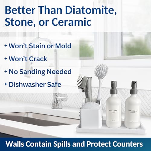 Silicone Countertop & Vanity Tray – 11.7” Bathroom... (White | Silicone)