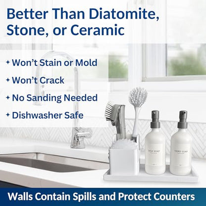 Silicone Countertop & Vanity Tray – 11.7” Bathroom... (White | Silicone)