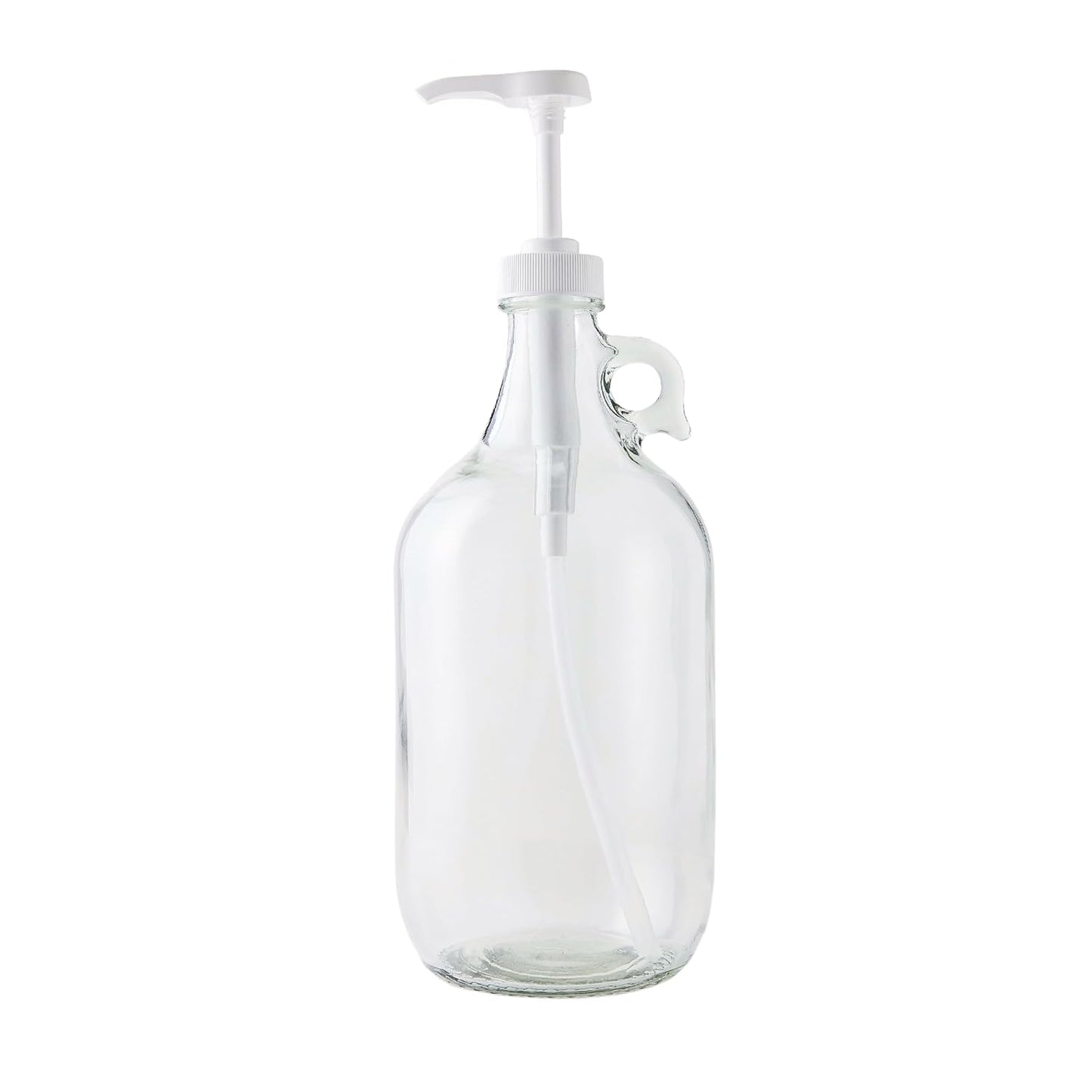 Glass Laundry Detergent Dispenser with Pump | Half Gallon Jug | 64 oz | Food-grade Laundry Detergent Pump Dispenser with airtight lid | non-slip base | Refillable for soap, syrup or softener