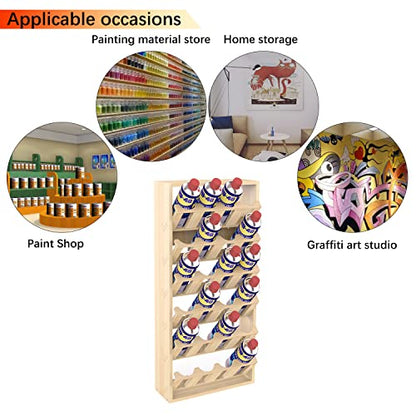 MYOYAY 6-Tier 24 Holes Spray Paint Can Rack, Wall Mount Storage Holder | Spray Bottle Organizer for Garage, Workshop & Craft Room, Space-Saving Paint Can Storage Rack with Easy Access Display