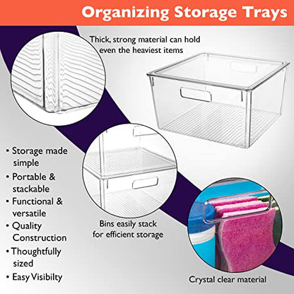 CLEARSPACE Plastic Storage Bins with Lids XL – Perfect Kitchen Organization or Pantry Storage – Fridge Organizer, Pantry Organization and Storage Bins, Cabinet Organizers