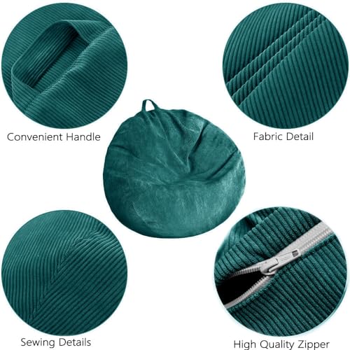 Stuffed Animal Storage Bean Bag Chair Cover (No Filler) Washable | Bean Bag Cover Storage- Washable Ultra Soft Corduroy Cover for Organizing Plush Toys or Textile, Sack Bean Bag