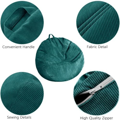 Stuffed Animal Storage Bean Bag Chair Cover (No Filler) Washable | Bean Bag Cover Storage- Washable Ultra Soft Corduroy Cover for Organizing Plush Toys or Textile, Sack Bean Bag