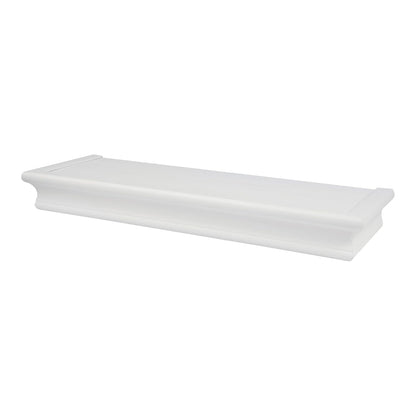 High & Mighty Floating Shelf, 18in x 6in x 2in, 1 Pack, White | Wood with white finish, 15lb capacity for photos, plants, or decor, Tool-free wall mounting with template and level
