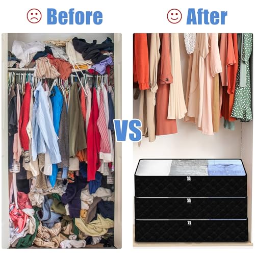 Fixwal Under Bed Storage Bags 4 Pack Underbed Containers for Clothing | Foldable Design, Clear Vinyl Window, Stainless Steel Zipper, Reinforced Handles, Dust-Resistant Under-Bed Use