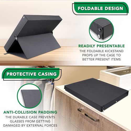 ProSource 18 Slot Sunglasses Organizer Box Stand Display Case/Tray, Fabric Lined & Snap Close