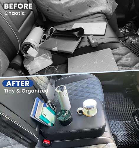 Sinvanho Car Cup Holder, Back Seat Cup Holder for Car Organizer | PU Leather Couch Sofa Bed Cup Holder Expander Tray, Boat Tray, Trucks, Minivans,SUVs,RVs,Vehicles,Holds Drinks,Remote,Snacks
