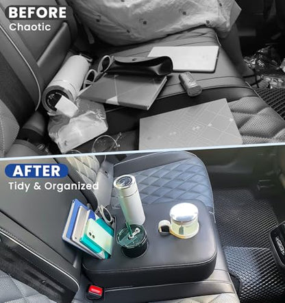 Sinvanho Car Cup Holder, Back Seat Cup Holder for Car Organizer | PU Leather Couch Sofa Bed Cup Holder Expander Tray, Boat Tray, Trucks, Minivans,SUVs,RVs,Vehicles,Holds Drinks,Remote,Snacks