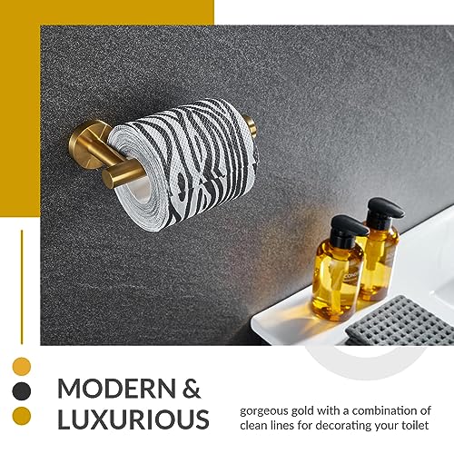 Toilet Paper Holder, Brushed Dark Gold, 304 Stainless Steel | Right-Side Open Design, One-Hand Roll Changes, Raised End Cap, Regular, Large & Mega Roll Fit, Guest Bathroom & Washroom Use