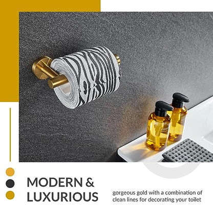 Toilet Paper Holder, Brushed Dark Gold, 304 Stainless Steel | Right-Side Open Design, One-Hand Roll Changes, Raised End Cap, Regular, Large & Mega Roll Fit, Guest Bathroom & Washroom Use