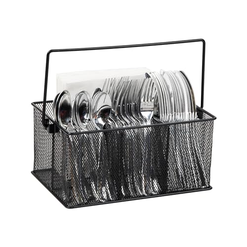 Multi-purpose Storage Caddy with Handle, Desktop O... (Black | Alloy Steel)