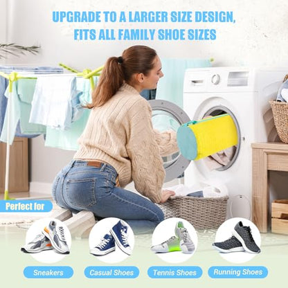 Shoe Washing Machine Bag, 2 PC Reusable XXL Shoes Laundry Bag for sneakers | Wash bags for washer and dryer, with concealed heavy-duty zipper to protects shoes & machine, Cleaning bag for tennis shoe