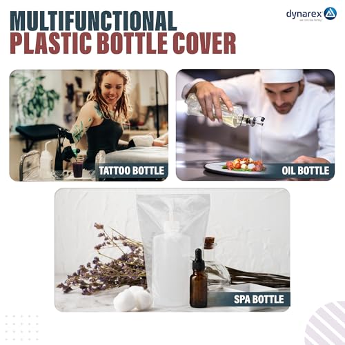 Dynarex Wash Bottle Bags - Disposable Sleeve Covers for Tattoo Squeeze Bottle - Sterile Pouches for Full Coverage - Large Size, Box of 500