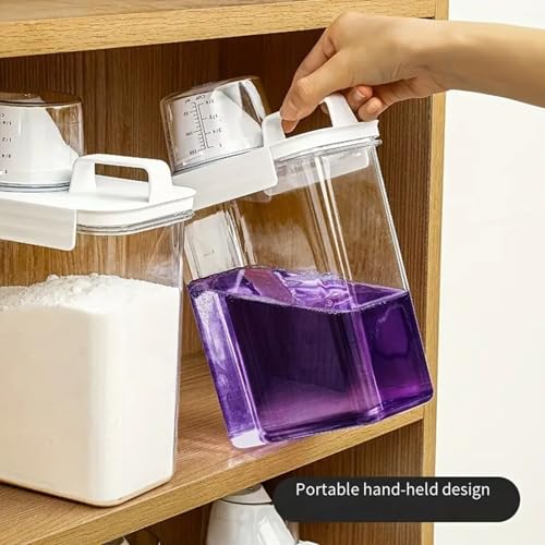 78oz Clear Laundry Detergent Dispenser, Double Sealed Storage Container with Wide Mouth & Funnel Design, Transparent Leak-proof Organizer for Laundry Room, Fabric Softener, Bleach (78OZ)