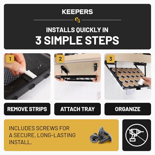 KEEPERS Under Cabinet K Cup Holder with Swing-Down Access – Space-Saving Coffee Pod Holder and K Cup Organizer for 24 Pods – Steel Coffee Pod Organizer with Easy DIY Installation