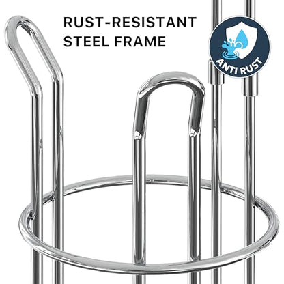 Simple Houseware Bathroom Toilet Paper Storage Holder Stand Shelf, Chrome | 4 Paper Rolls, 7.25" x 7.25" x 23.5", Wired