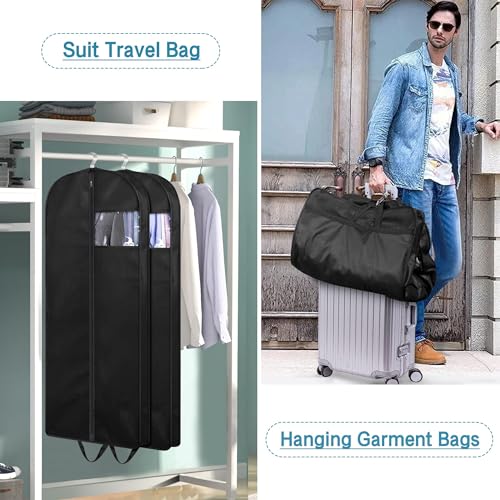 54" Suit Bags for Closet Storage and Travel, Gusseted Hanging Garment Bags for Men Suit Cover With Handles for Clothes, Coats, Jackets, Shirts（3 Packs）
