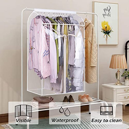 43" Hanging Garment Bags for Closet Storage Large Clear Window Hanging Clothes Storage Garment Rack Cover Coat Protector for Suit, Wardrobe, Bottom Enclosed