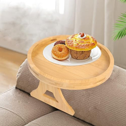 Round Shape Sofa Armrest Clip Foldable Sofa Armrest Clip | Clip on Tray Table for Couch Armrest,Drinks Holder, Remote Control Holder, Snacks Holder