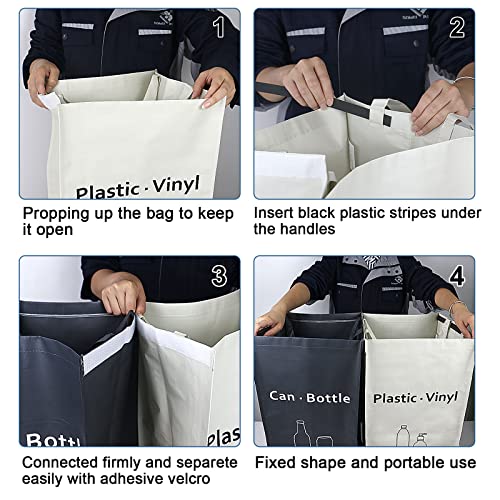 JIALAI HOME Recycling Bin, Separate Large Recycle Bins for Kitchen - Indoor Home Trash Bin, Recyclable Waste Trash Sorting Organizer, Durable, Washable, Affordable Recycle Bags, 2 Pack