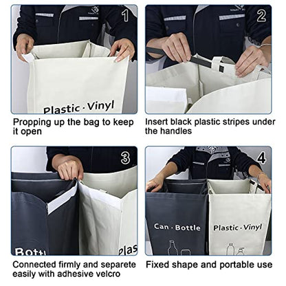 JIALAI HOME Recycling Bin, Separate Large Recycle Bins for Kitchen - Indoor Home Trash Bin, Recyclable Waste Trash Sorting Organizer, Durable, Washable, Affordable Recycle Bags, 2 Pack