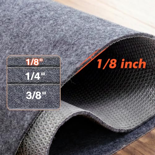 Non-Slip Rug Pad 6' x 9' – Felt & Rubber Underlay in Dark Gray, Waterproof & Grippy for Hardwood, Tile, Laminate Floors, Prevents Slipping & Bunching