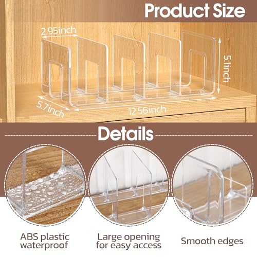 frtzal Purse Handbag Organizer 4 Sections Bag Closet Shelf Divider Purse Display Stand Handbag Storage Organizer Clear Desk File Sorter Stand Holder Bookshelf 13 x 6 x 5 Inches (4pcs upright)