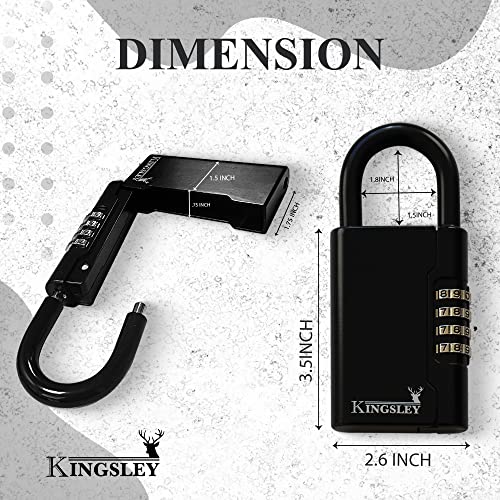 Kingsley Guard-a-Key Black Realtor's Lockbox Portable Resettable Hanging Key Safe Combination Lock Box for House Keys, Realtors, Vacation Rentals, Black