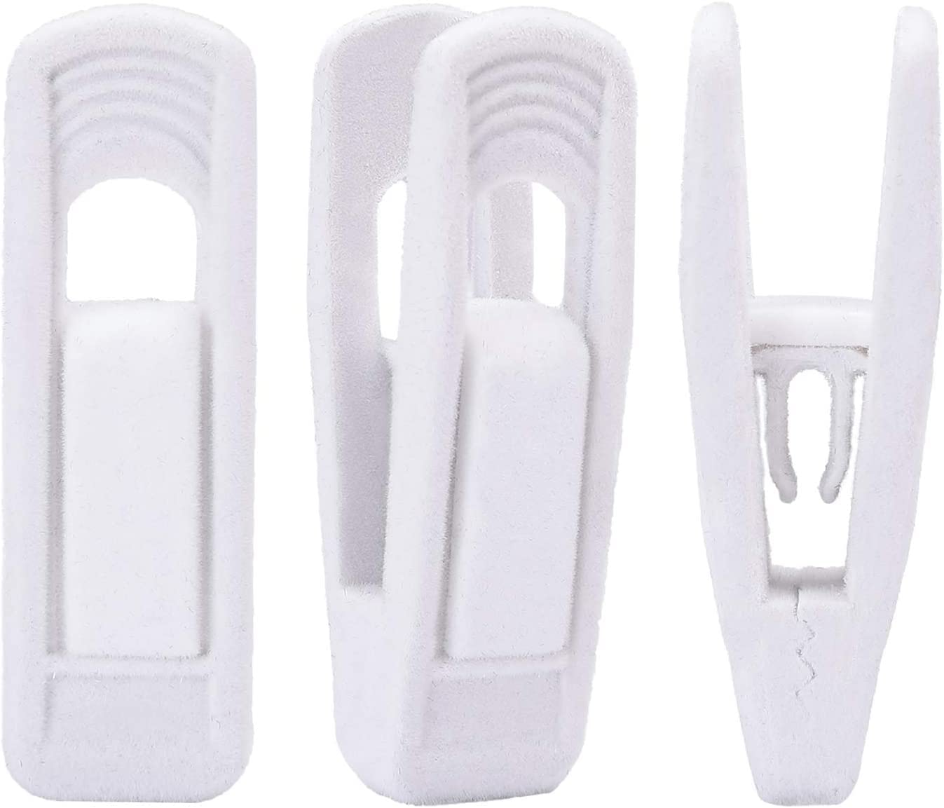 Velvet Hangers Clips, Pants Hangers Velvet Clips(40pc, White) | Strong Finger Clips Perfect for Thin Velvet Hangers