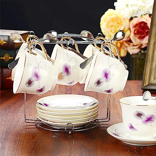 Tea Cups and Saucers Holder,Metal Tea Cups Coffee Cups Rack,Organizer for Coffee Cup Spoon and Saucers (Silver)