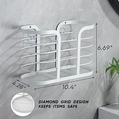 White Hair Dryer Holder - Adhesive Blow Dryer Hold... (White-l | Stainless Steel)