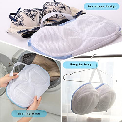 Large Bra Laundry Bags for Washing Machine, Fits All Cups Anti Deformation Bra Washing Bag, Lingerie Bags for Washing Delicates (4 Pack - Whitebag)