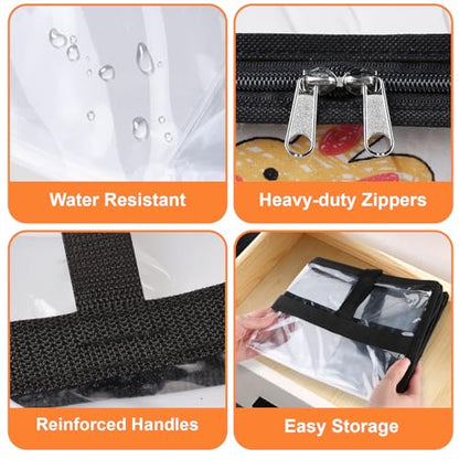 SpaceTrove Clear Storage Bags, 4-Pack Under Bed and Closet Organizers 60L | Clear PVC bags with zippers and handles, foldable waterproof moving bags store comforters, blankets, bedding, clothes and toy
