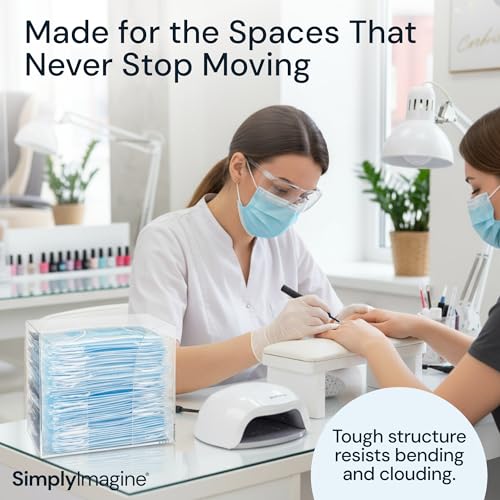 Face Mask Dispenser - Clear Acrylic, Wall Mount | Clear acrylic mask holder & organizer - wall or desk - Use for disposable earloop & medical masks