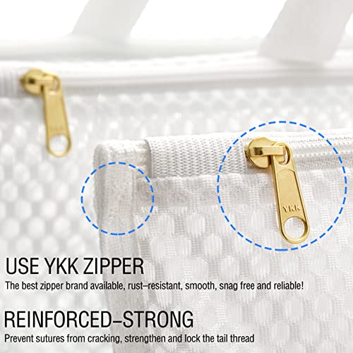 Tenrai Laundry Bag Mesh Wash Bag，Use YKK Zipper，Tote Bag Bathroom Hanging, Bra Fine Mesh Wash Bag for Underwear 3 Bags（3L Cellular Mesh）