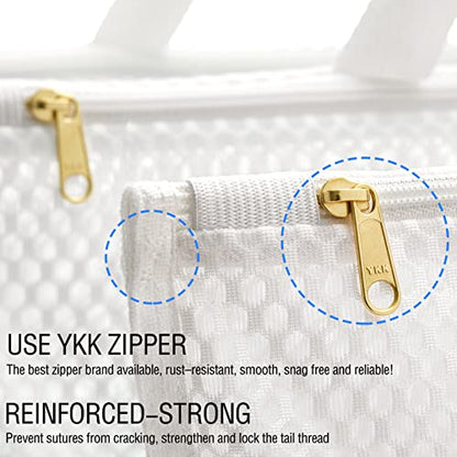 Tenrai Laundry Bag Mesh Wash Bag，Use YKK Zipper，Tote Bag Bathroom Hanging, Bra Fine Mesh Wash Bag for Underwear 3 Bags（3L Cellular Mesh）