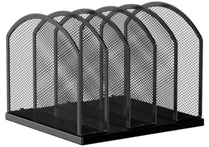 5-Section Vertical Desktop Organizer, 5-Section Mesh File Folder Stand Sorter for Office Home Classroom Organization