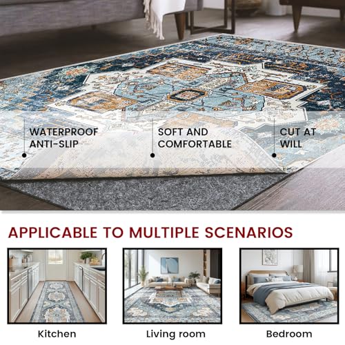 Waterproof Rug Pad, 8x10 ft Area Rug Non-Slip Carpet Pad, Non-Slip Rug Pads for All Floors and Finishes, Felt Pad for Hardwood Floors, Keeps Carpets in Place Soft and Safe