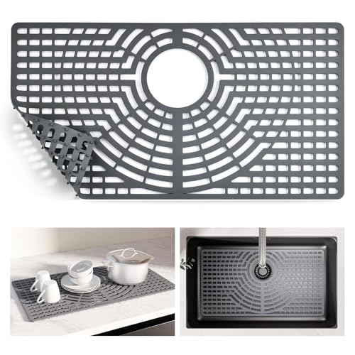 Silicone Sink Protector for Kitchen Sink, 28"x15"... (Gray | SIlicone)