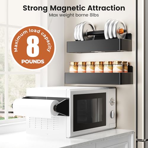 Magnetic Spice Rack for Refrigerator,7 Pack Magnetic Shelf,Fridge Magnet Organizer with Paper Towel Holder,Utensils Racks,Hook Rack,Fridge Organizers and Storage Black(7 Pack)