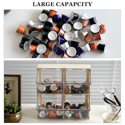 Large Coffee Pod and Tea Bags Organizer with Lid, White | Plastic Creamer Holder, For K Cups, Sugar Bags, Drink Packets, Coffee Bar Accessories Storage Box for Home Office