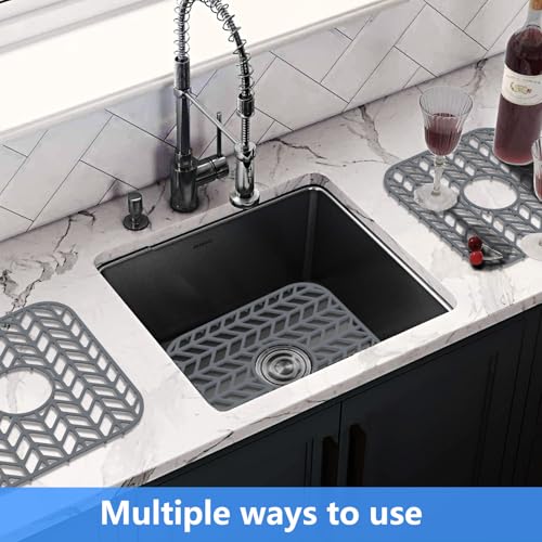 Sink Protectors for Kitchen Sink 12"x11"Silicone Sink mat 2pcs | Various sizes and styles,Protector for sinks and dish,Withstand to 500F,Food-grade silicone ,raised feet,Dishwasher Washing