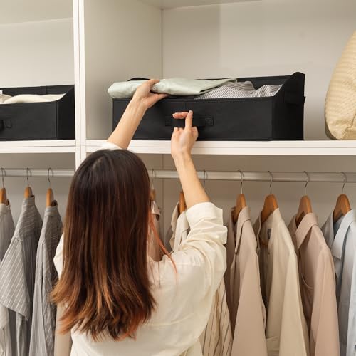 GRANNY SAYS Trapezoid Closet Storage Bins, Large, Black, 3-Pack | Shelf Storage Baskets, Clothes Storage Bin, Closet Organizer and Storage Bins, Clothing Bins for Closet Shelves