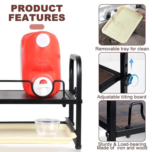 Laundry Detergent Holder & Laundry Detergent Soap Dispenser - Liquid Laundry Detergent Organizer with Drip Tray & Adjustable Tilting Board, for Laundry Room Organization and Storage