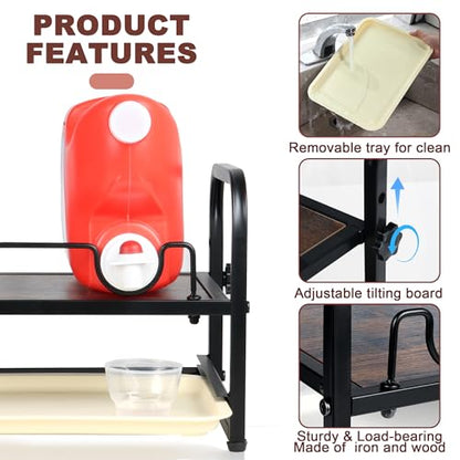 Laundry Detergent Holder & Laundry Detergent Soap Dispenser - Liquid Laundry Detergent Organizer with Drip Tray & Adjustable Tilting Board, for Laundry Room Organization and Storage