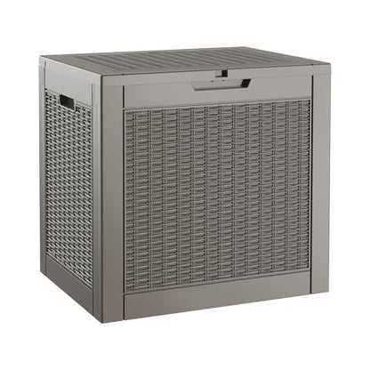 Outdoor Storage Box, 31 Gallon Resin Deck Boxes Outdoor Waterproof For Patio Furniture, Garden Tools, Pool Supplies, Lockable And UV Resistant (Rattan Gray)